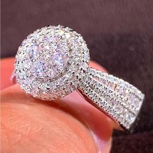Sterling Silver Micro Pave Zircon Stones Ring